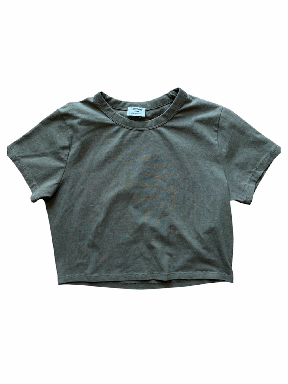 Cotton On Cropped Baby Tee T-Shirt Olive Green Y2K Basic Short Sleeve Khaki